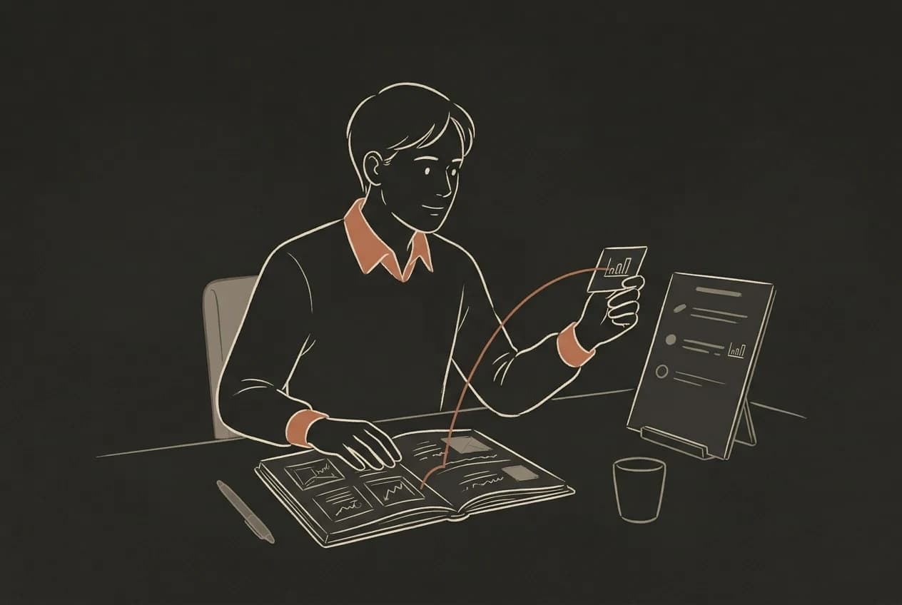 A professional compares evidence from their career notebook with an opportunity, including a requirement still needing evidence.