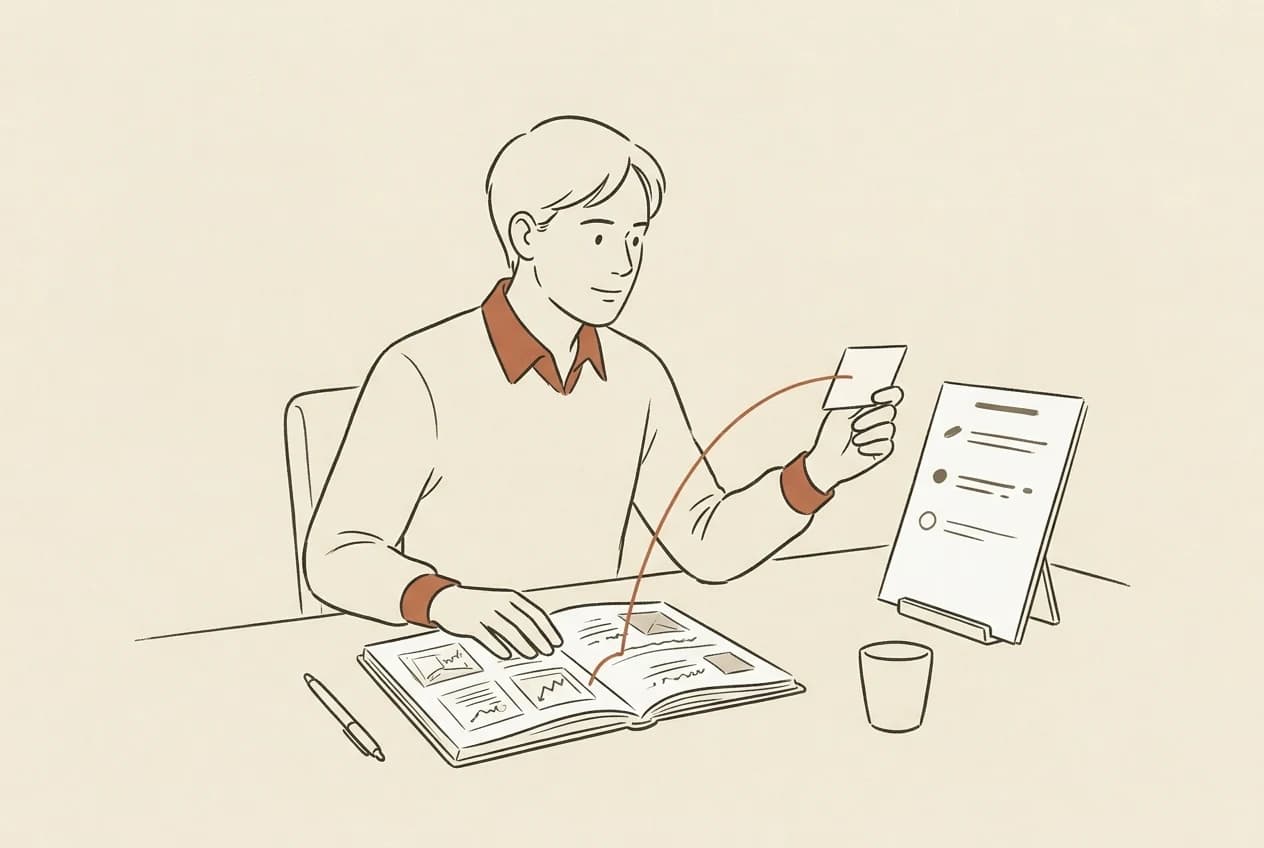 A professional compares evidence from their career notebook with an opportunity, including a requirement still needing evidence.