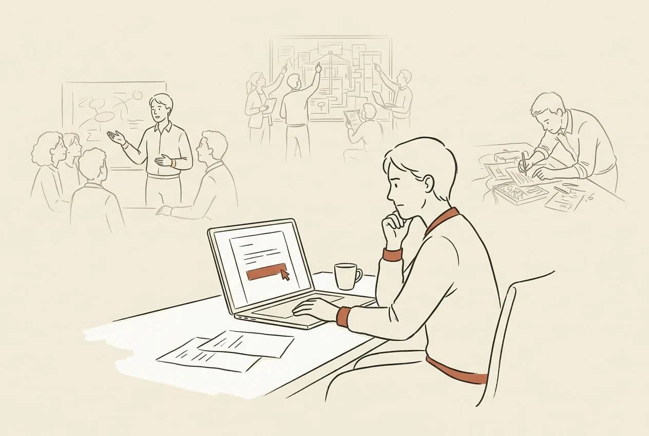 A professional updating a sparse resume while remembering the richer work they have done.